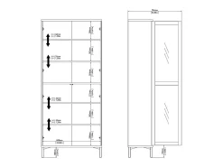 Vitrina Dvecchi, Aparador expositor, Vitrina multiusos, Aparador sala, 89x36 h203 cm, Branco e Carvalho