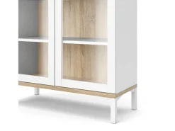 Vitrina Dvecchi, Aparador expositor, Vitrina multiusos, Aparador sala, 89x36 h203 cm, Branco e Carvalho