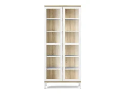Vitrina Dvecchi, Aparador expositor, Vitrina multiusos, Aparador sala, 89x36 h203 cm, Branco e Carvalho