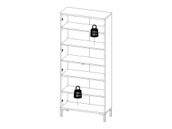 Vitrina Dvecchi, Aparador expositor, Vitrina multiusos, Aparador sala, 89x36 h203 cm, Branco e Carvalho