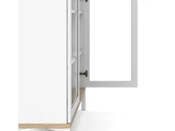 Vitrina Dvecchi, Aparador expositor, Vitrina multiusos, Aparador sala, 89x36 h203 cm, Branco e Carvalho