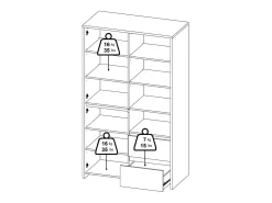 Vitrina Dvecin, Aparador expositor, Vitrina multiusos, Aparador sala, 100x48 h170 cm, Carvalho e Branco