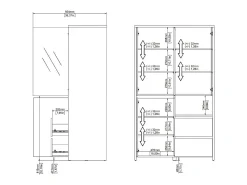 Vitrina Dvecin, Aparador expositor, Vitrina multiusos, Aparador sala, 100x48 h170 cm, Carvalho e Branco
