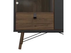 Vitrina Dvell, Aparador expositor, Vitrina multiusos, Aparador sala, 102x40 h162 cm, Preto e Nogueira