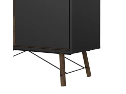Vitrina Dvell, Aparador expositor, Vitrina multiusos, Aparador sala, 102x40 h162 cm, Preto e Nogueira