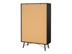 Vitrina Dvell, Aparador expositor, Vitrina multiusos, Aparador sala, 102x40 h162 cm, Preto e Nogueira