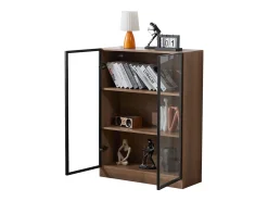 Vitrina em vidro com 3 prateleiras - LED - Castanho