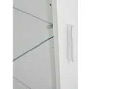Vitrina envernizada brilhante 50x40x160 cm - con iluminação LED - Porta de acrílico+1 gaveta - Prateleiras de vidro - Painéis de partículas - Branco