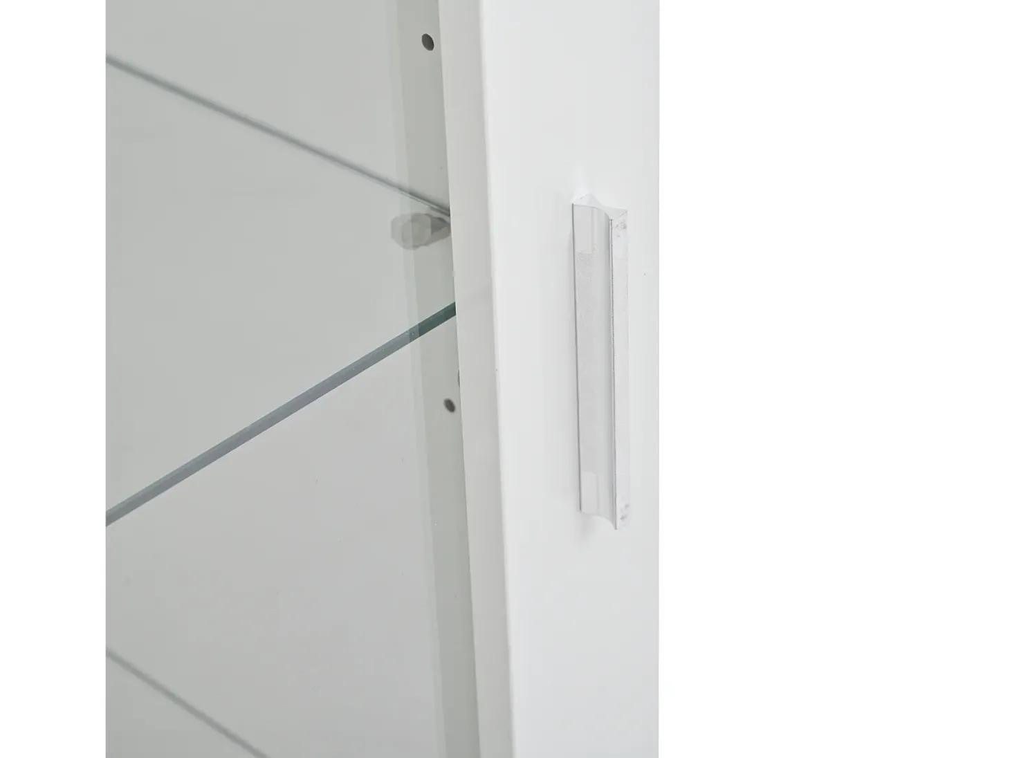 Vitrina envernizada brilhante 50x40x160 cm - con iluminação LED - Porta de acrílico+1 gaveta - Prateleiras de vidro - Painéis de partículas - Branco
