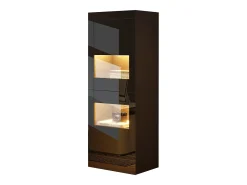Vitrina envernizada brilhante 61x42x162 cm - con iluminação LED - 2 portas - Prateleiras de vidro ajustáveis - Preto