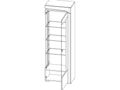 Vitrina LED de 1 porta e abertura à direita, incluindo Teo White e Wood