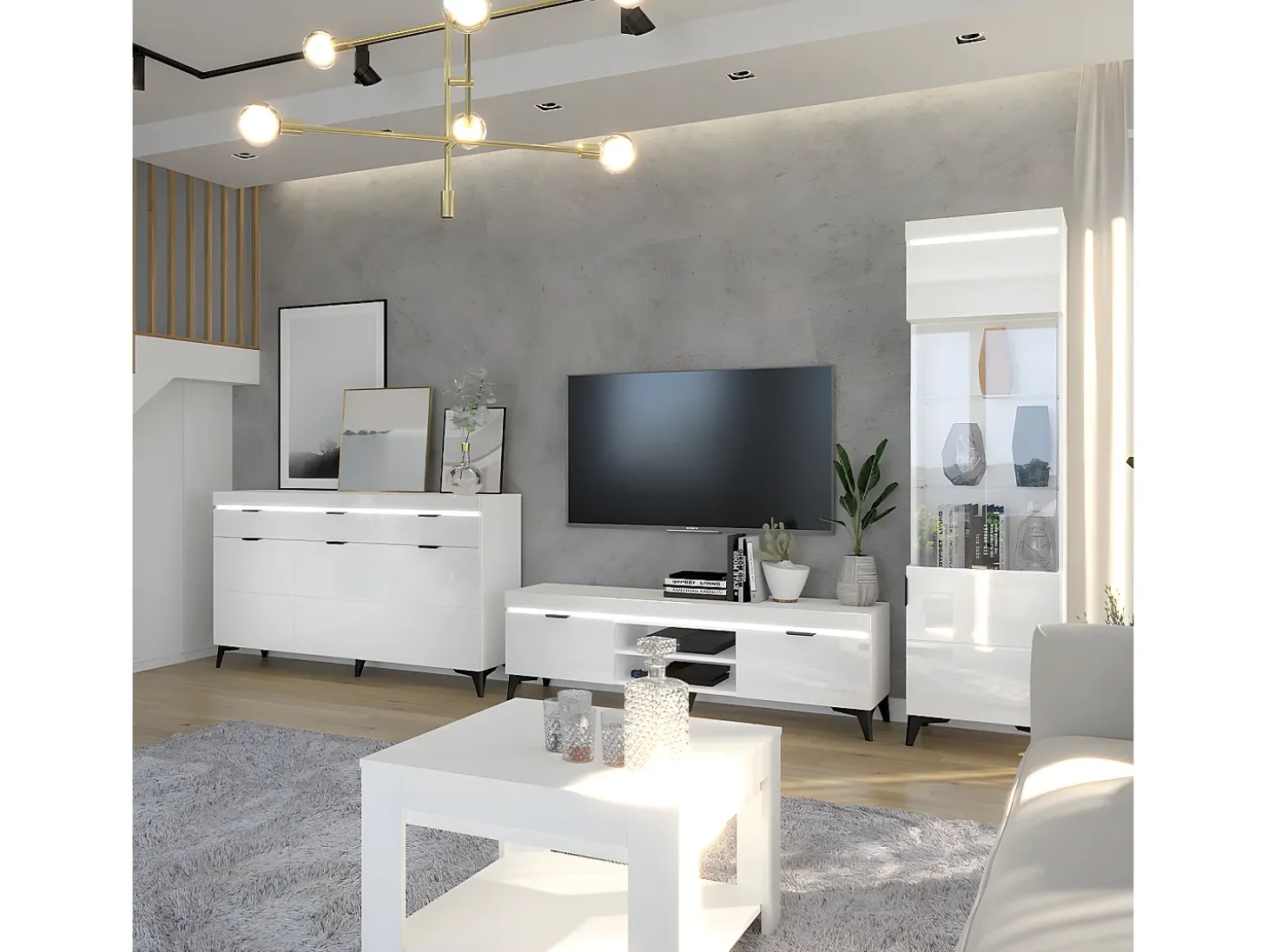 Vitrina LED de 1 porta Ruben White
