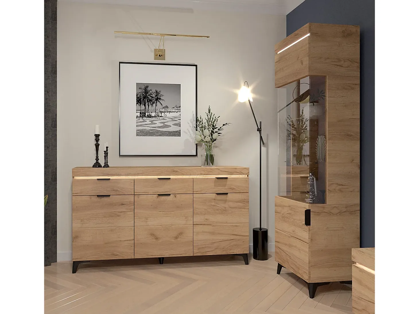 Vitrina LED de 1 porta Ruben Wood