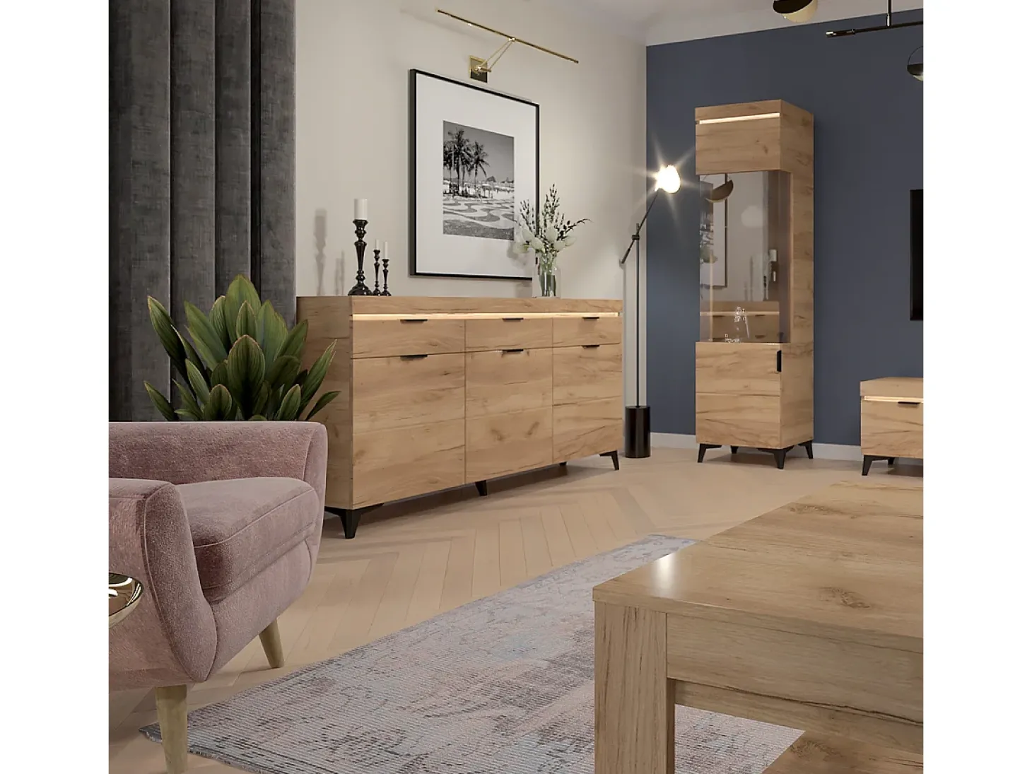 Vitrina LED de 1 porta Ruben Wood