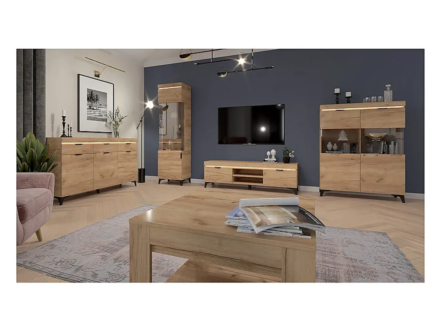 Vitrina LED de 1 porta Ruben Wood