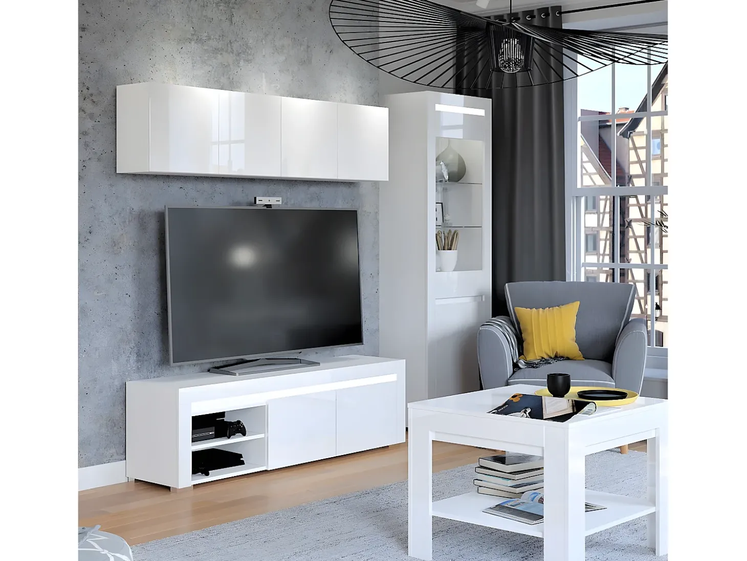 Vitrina LED de 2 portas Kasla White
