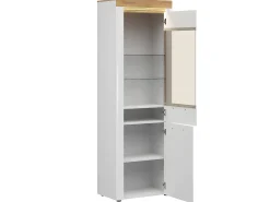 Vitrina LED de 2 portas Nara Branco e Madeira
