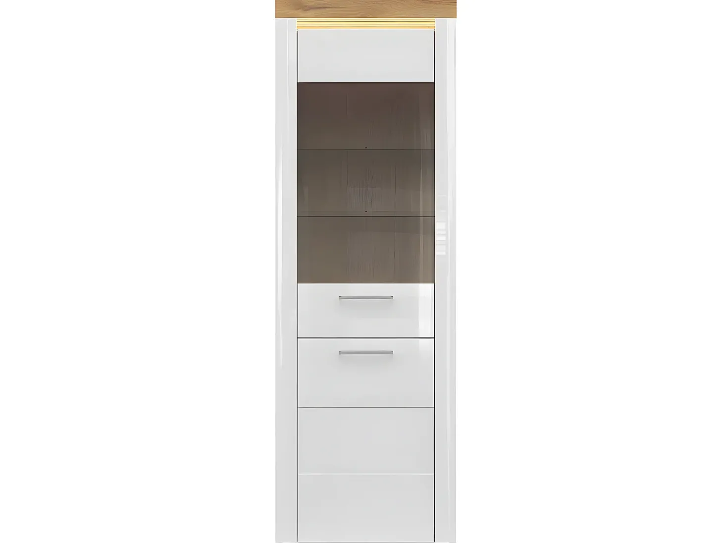 Vitrina LED de 2 portas Nara Branco e Madeira