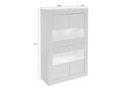 Vitrina LED design - 4 portas - Branco lacado COMETE