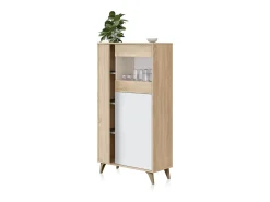 Vitrina Lira Blanco Artik (Blanco Mate) - Roble Canadian