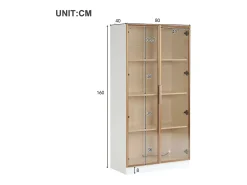 Vitrina moderna com luzes LED em 16 cores - H 160 cm - 2 portas com prateleiras removíveis - Transparente