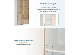 Vitrina moderna com luzes LED em 16 cores - H 160 cm - 2 portas com prateleiras removíveis - Transparente