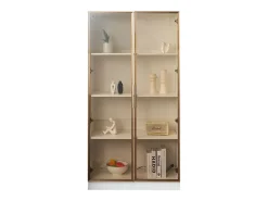 Vitrina moderna com luzes LED em 16 cores - H 160 cm - 2 portas com prateleiras removíveis - Transparente