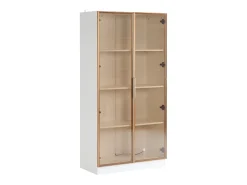 Vitrina moderna com luzes LED em 16 cores - H 160 cm - 2 portas com prateleiras removíveis - Transparente