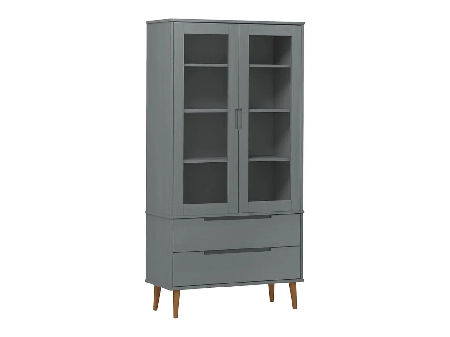 Vitrina MOLDE 90x35x175 cm pinho maciço cinza PT567837