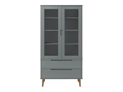 Vitrina MOLDE 90x35x175 cm pinho maciço cinza