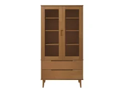 Vitrina MOLDE 90x35x175 cm pinho maciço castanho