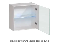 Vitrina preta quadrada suspensa com 1 porta de vidro e iluminação LED inclusa. Coleção SWITCH.