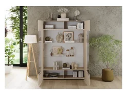 Vitrina SCENA – L121 x A166 x P42 cm – 2 portas – Cor Caxemira