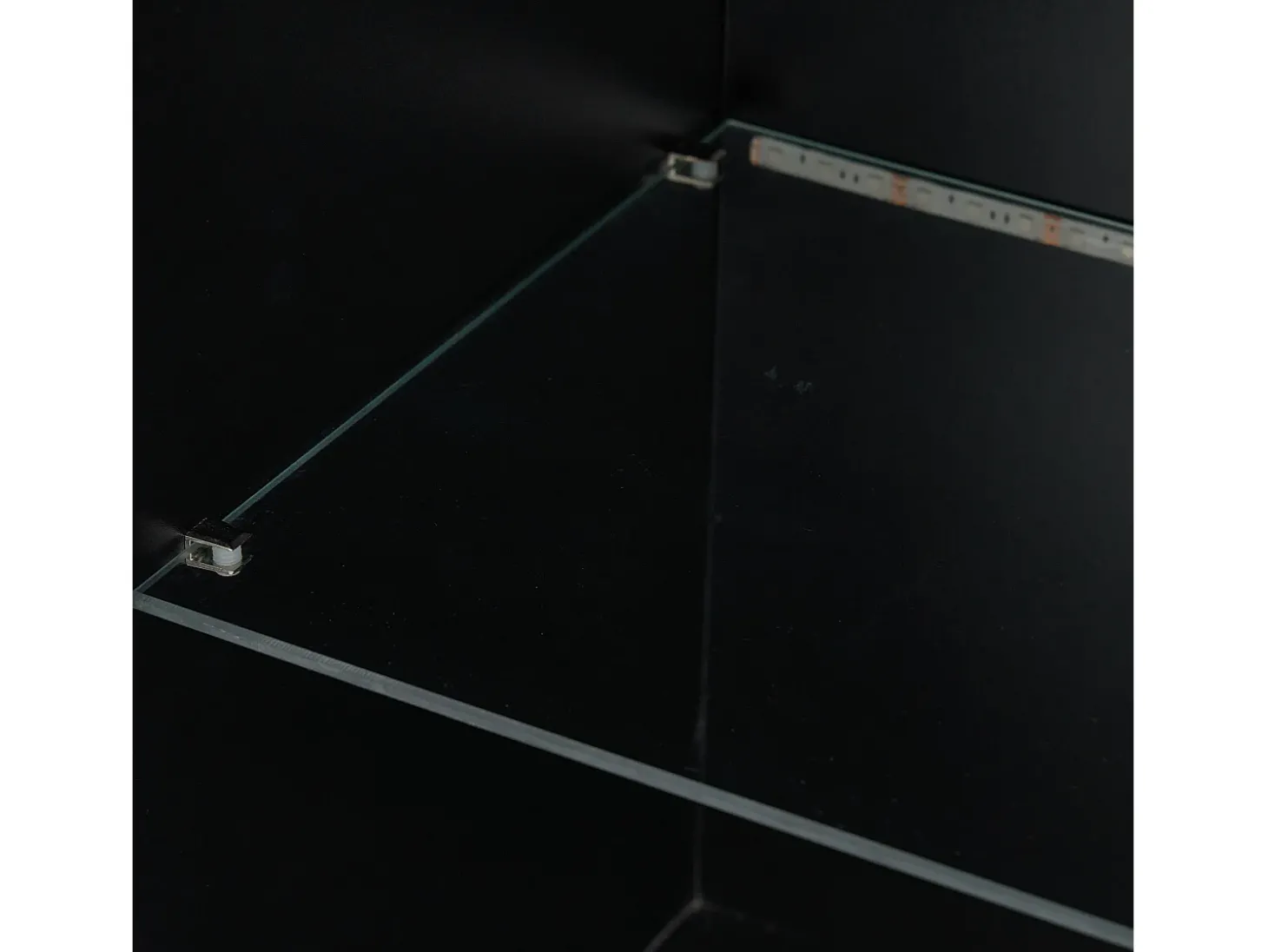 Vitrina 45x35x160 cm - com 2 portas - com iluminação LED - 1 prateleira de vidro - Preto