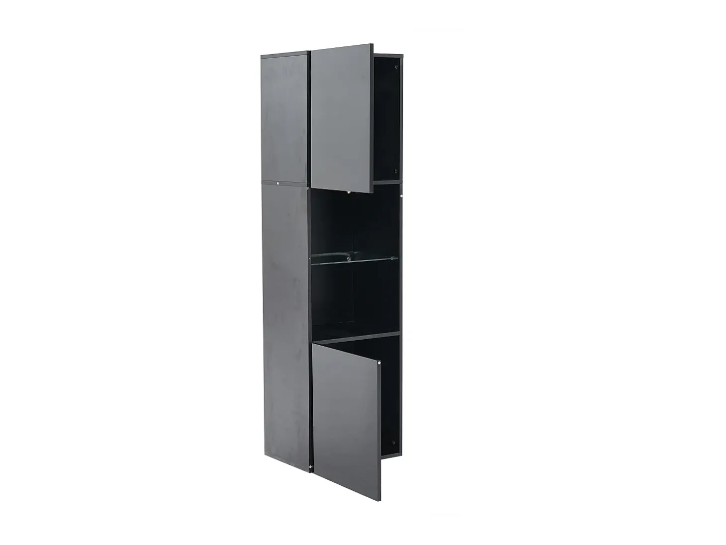 Vitrina 45x35x160 cm - com 2 portas - com iluminação LED - 1 prateleira de vidro - Preto