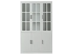 Vitrina 121,5x41x200 cm - con iluminação LED - 6 portas - prateleiras ajustáveis - MDF - branco