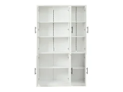 Vitrina 121,5x41x200 cm - con iluminação LED - 6 portas - prateleiras ajustáveis - MDF - branco