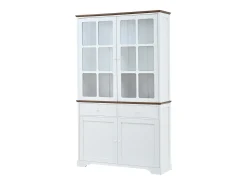 Vitrina 120x36,5x200 cm - con iluminação LED - 2 gavetas e 4 portas - MDF - Branco
