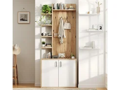 Vitrine - 5 prateleiras e 2 portas - com cabides - carga máx 80kg - painel de partículas - 75x33x180cm