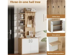 Vitrine - 5 prateleiras e 2 portas - com cabides - carga máx 80kg - painel de partículas - 75x33x180cm