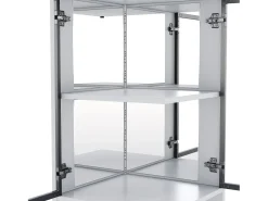 Vitrine 205 cm de altura - Iluminação LED - 4 portas de vidro - Fundo espelho - Armazenamento aberto - Painéis de partículas - Branc
