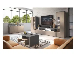 Vitrine 1 porta coleção NESS – Acabamento Congo & Antracite – 10 nichos de armazenamento – Sem LED