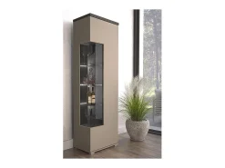 Vitrine 1 porta NESS – Acabamento Congo & Antracite – LED branco neutro – 10 nichos design