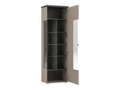 Vitrine 1 porta NESS – Acabamento Congo & Antracite – LED branco neutro – 10 nichos design