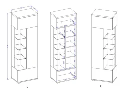 Vitrine 1 porta NESS – Acabamento Congo & Antracite – LED branco neutro – 10 nichos design