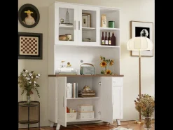Vitrine A 190 cm - 5 portas 1 gaveta 3 compartimentos - aglomerado - Branco