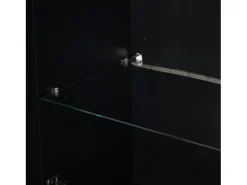 Vitrine alta com 3 gavetas e 1 porta em acrílico, estrutura em MDF lacado preto, LED incluído - 60x35x180cm