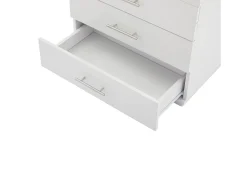 Vitrine alta com 3 gavetas e 1 porta, estrutura em MDF lacado branco, LED incluído - 60x35x180cm