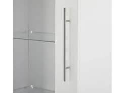 Vitrine alta com 3 gavetas e 1 porta, estrutura em MDF lacado branco, LED incluído - 60x35x180cm