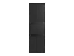 Vitrine alta com 3 prateleiras de vidro, corpo em MDF lacado preto, LED incluído - 55x38x166cm